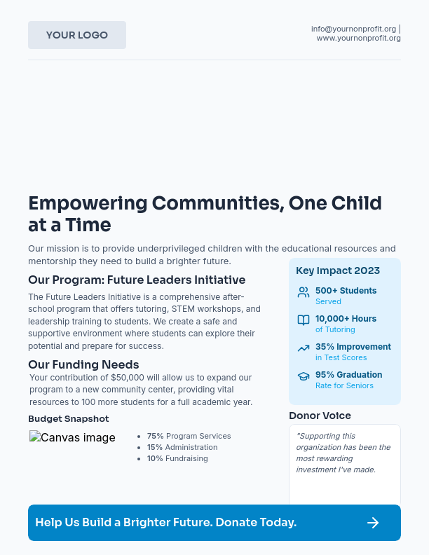 Nonprofit Impact One-Pager for Grant Appeals